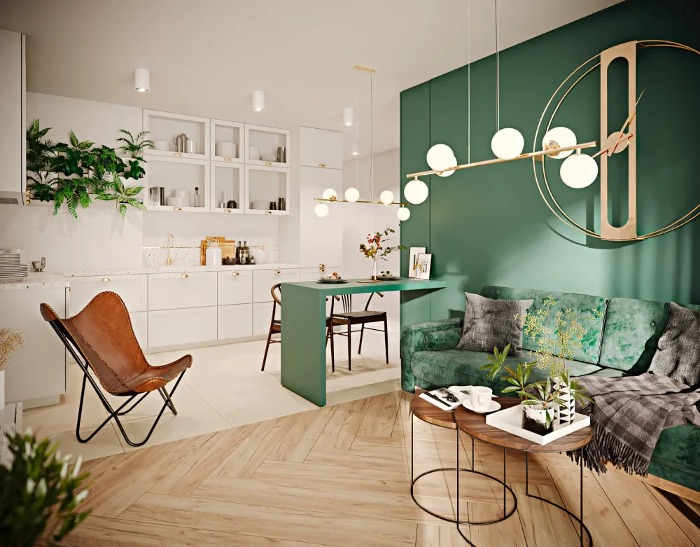 Aranżacja salonu - natura zieleń Aranżacja salonu - natura zieleń